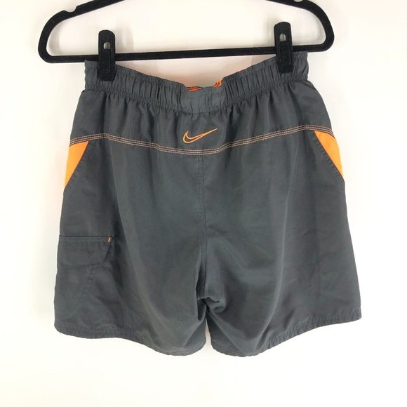 Nike Mens Swim Trunks Mesh Lined Drawstring Cargo Pocket Gray Orange S - Picture 2 of 4
